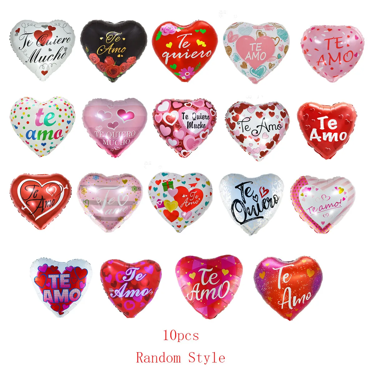 10 Stück 18 Zoll Valentinstag Spanische Liebe Herz Folienballons Te Amo Heliumballon Hochzeit Valentinstag Dekorationen Geschenke – Detail 1