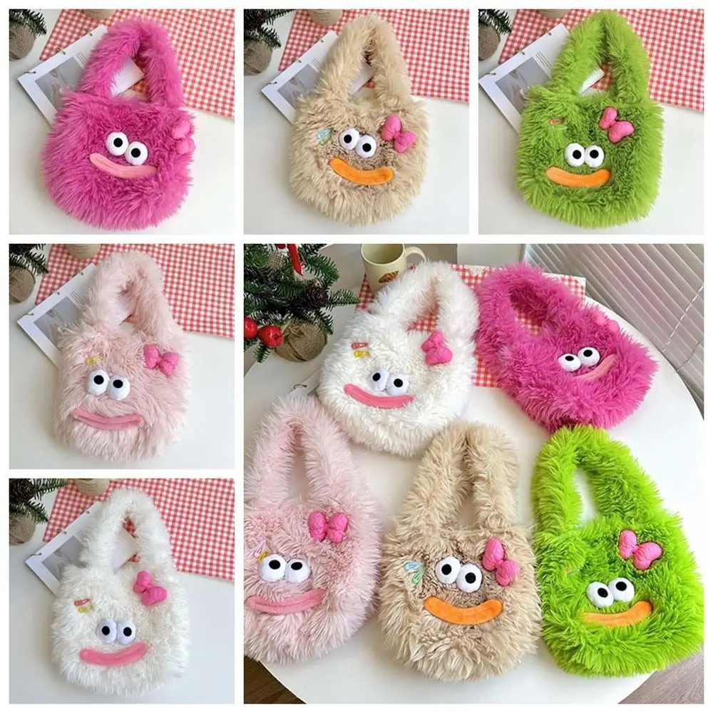 Bowknot Plush Doll Tote Bag Sausage Mouth Big Eyes Ugly Doll Shoulder Bag Stuffed Doll Bag Korean Style Cartoon Handbag