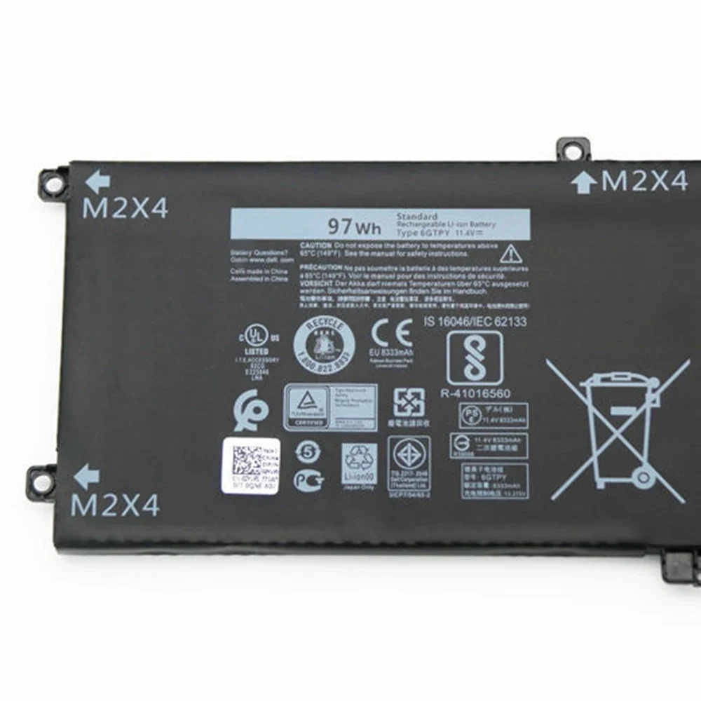 6GTPY Laptop Battery for Dell XPS 15 9570 9560 9550 7590 Precsion 5530 5520 5510 11.4V 97Wh