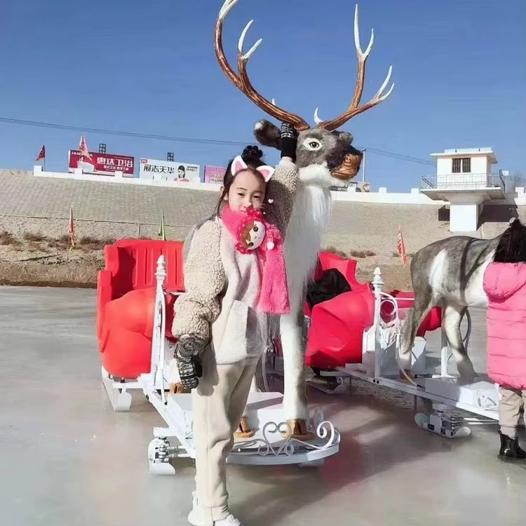 China winter ice and snow children's sleigh and snowboard electric deer sleigh