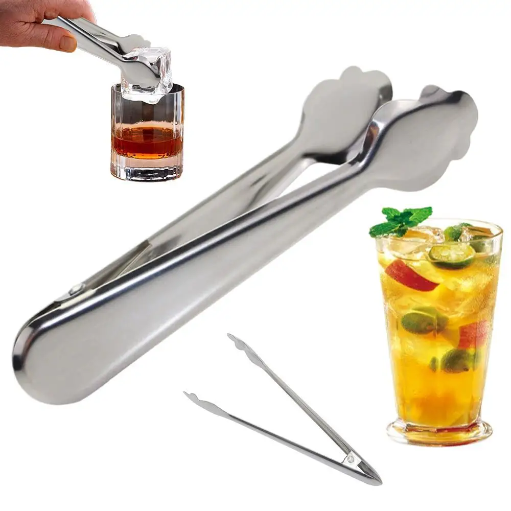 Pinzas para hielo profesionales de acero inoxidable, 1/3/5 Uds., borde liso, pinzas pequeñas para azúcar, pan, comida, barbacoa, barra, herramienta de cocina, accesorios para té