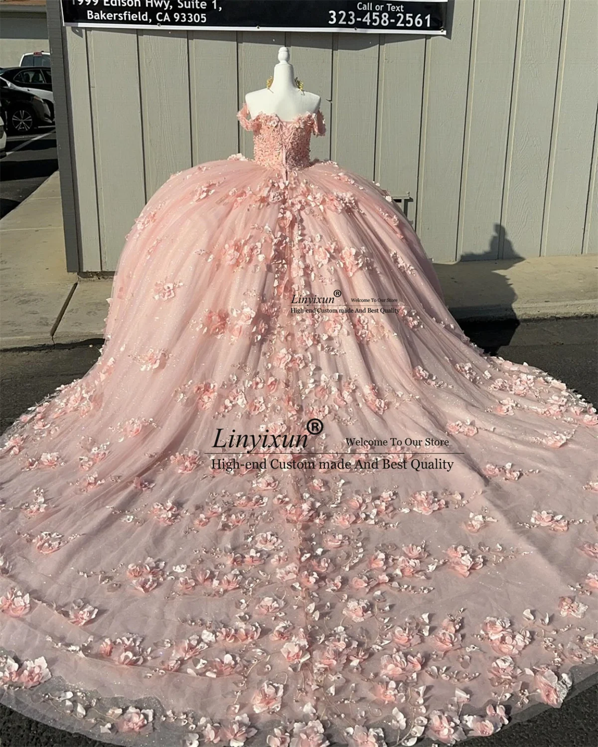 Бальное платье по индивидуальному заказу Платье Quinceanera с 3D цветами и кружевной аппликацией Корсет Sweet 16, платье принцессы с открытыми плечами Vestido De 15 XV Años