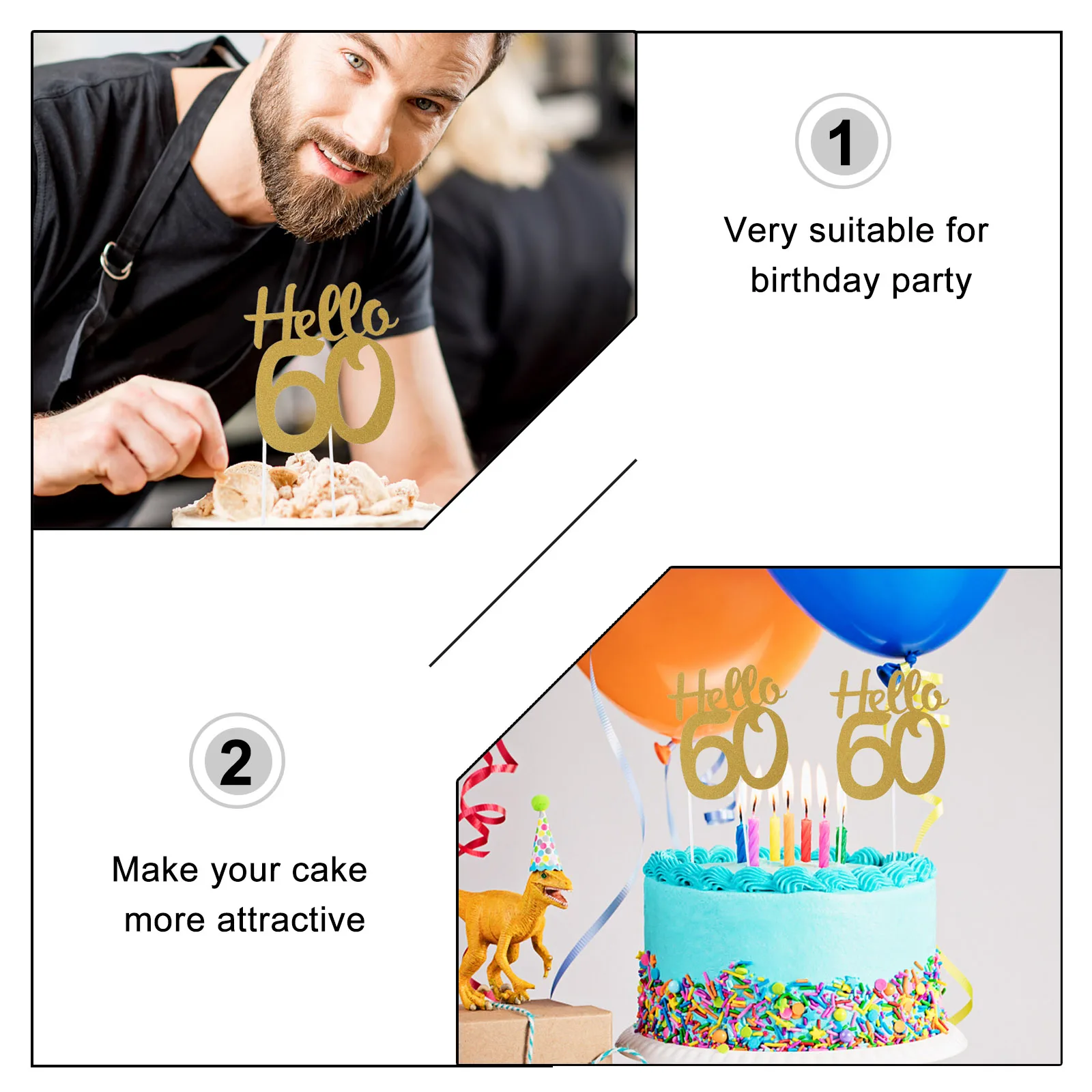 

6 Pcs Birthday Cake Insert Topper Glitter Fruits Dessert Decoration Wedding nament Lovely Size Detail CAKE Fruit