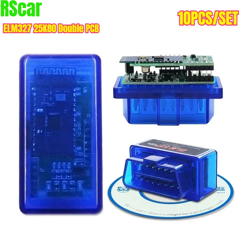 

10 шт. ELM327 V1.5 Bluetooth двойная печатная плата с чипом PIC18F25K80 OBD II сканер ELM 327 BT OBD2 автомобильный диагностический инструмент для Android/ПК