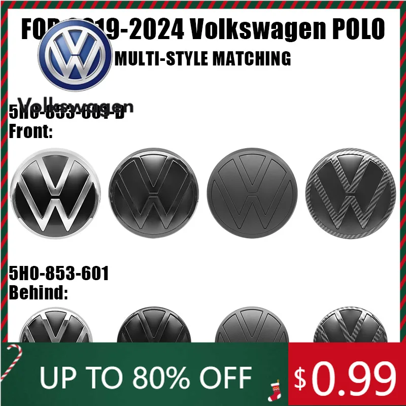 

Внутренние наклейки, 2 шт., ABS 139 мм, 110 мм, VW Polo, передний логотип автомобиля, значок на решетку багажника для Volkswagen Polo 6 2019-2024, автомобильная замена