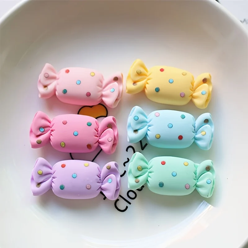 10/15pcs Kawaii Candy Sweets Lollipop Assorted Flatback Resin Embellishments - Pastel Colors (Pink, Yellow, Green, Purple or so）