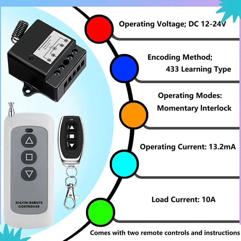 ABZW 2X DC12V-24V Forward Reverse Switch, Linear Actuator Remote Control, 10A Current, 165 Ft Range ,Linear Actuator