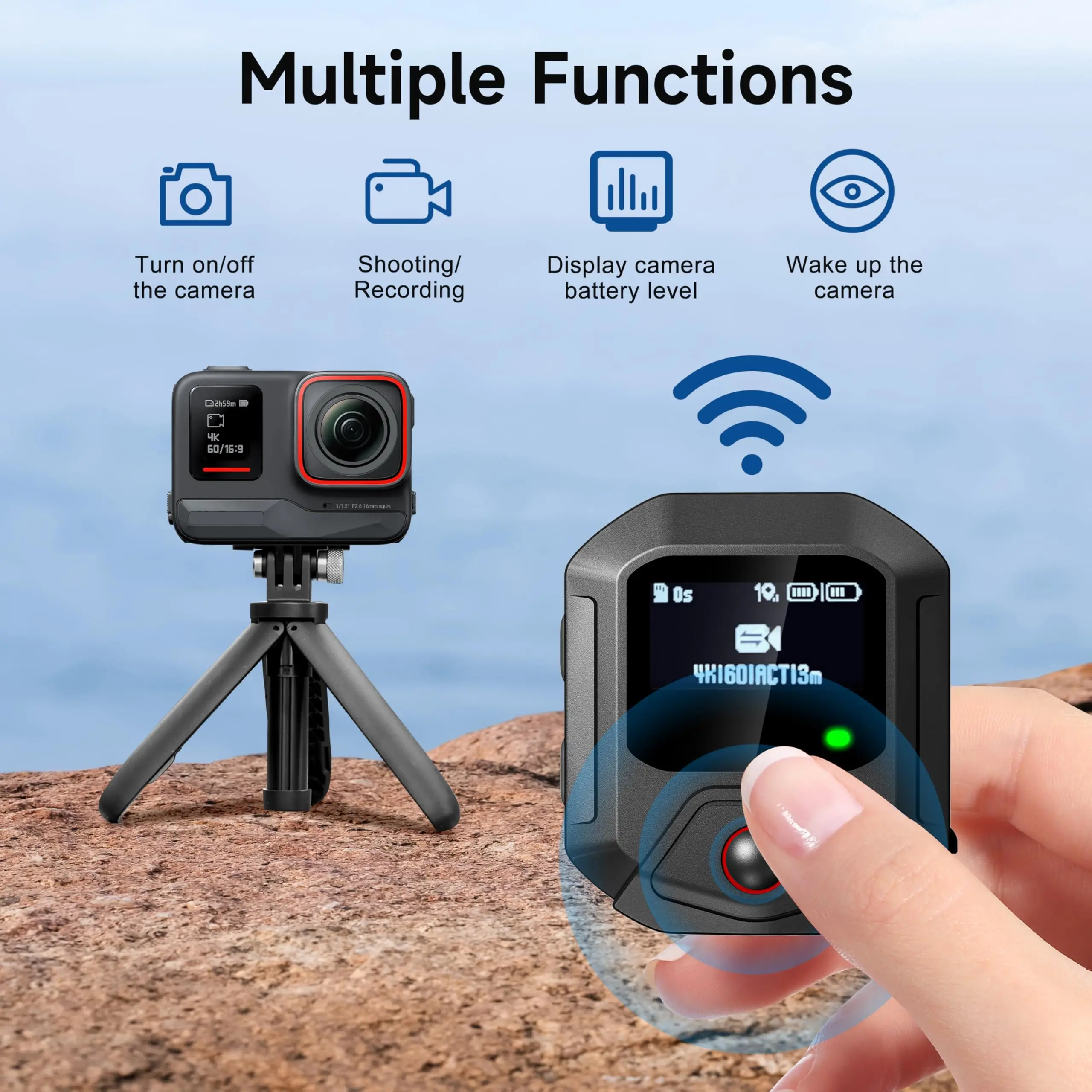 

GPS Remote Control for Insta360 X5/X4/X4 Air X3/Go 3S/ACE pro 2/ACE Pro/ONE X2 Cameras 25M Range Smart Action Accessories