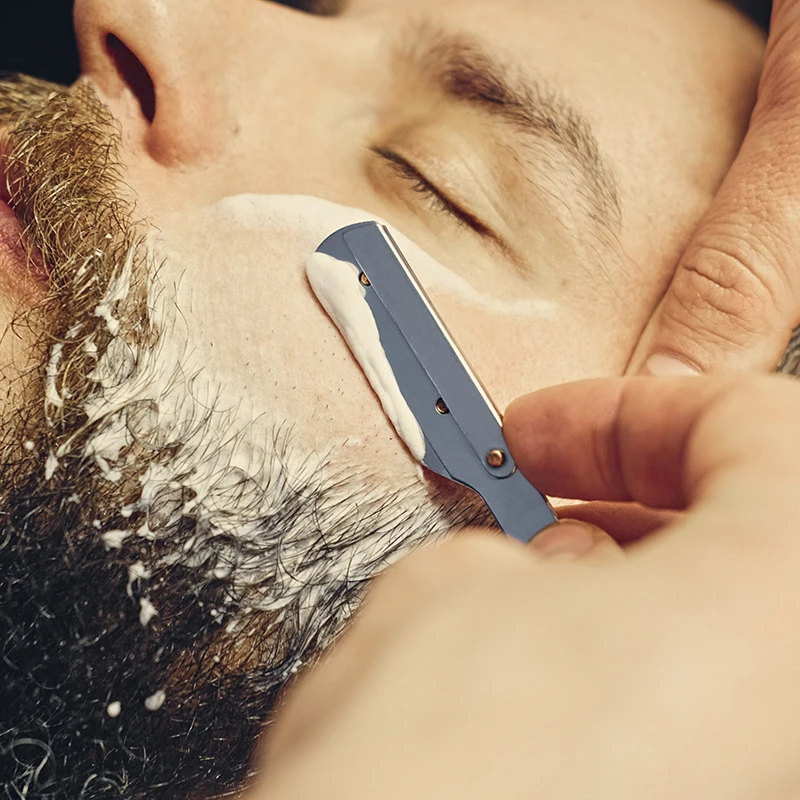 Men\'S Shaver Straight Edge Barber Razor Knives Manual Beard Shaving And Care Replaceable Blades Shavette Gift For Men