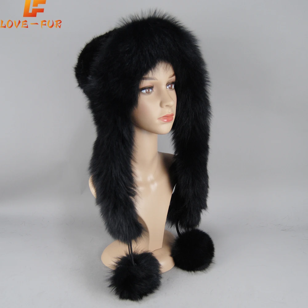 New Fashion 100% Natural Real Fur Hat Scarf Winter Women Genuine Mink Fur Knitted Scarf Hat Lady Real Mink Fox Fur Hooded Scarf