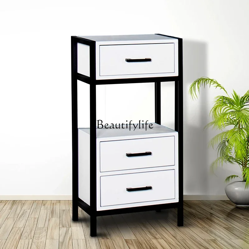 Stainless Steel Wooden Hair Salon Simple Locker Hair Salon Barber Cart Storage Chest of Drawer