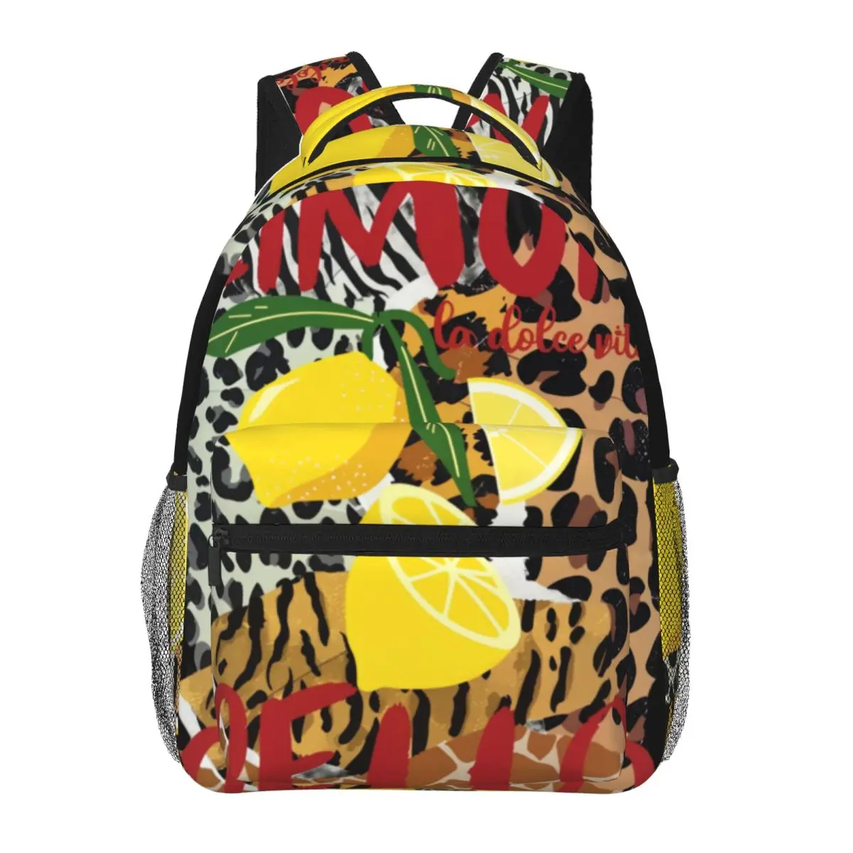 Cute Backpack Center Limoncello Lemon Animal Print Italian Trendy Collage Yellow Red B Lightweight Daypack for Lovers College
