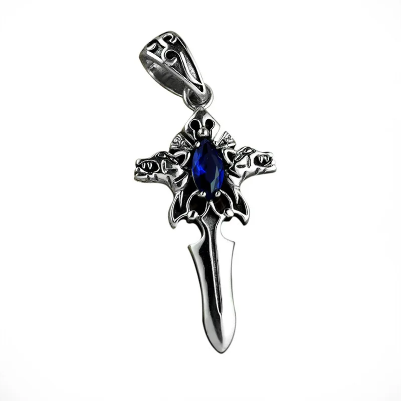 BOCAI-Pendentif vintage en argent S925 pour homme, épée simple et restante, croix, cadeau, nouveau