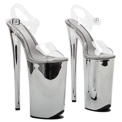 Leecabe 26CM/10 pollici tomaia in PVC punta aperta placca tacco alto piattaforma sexy sandali da festa esotici scarpe da pole dance