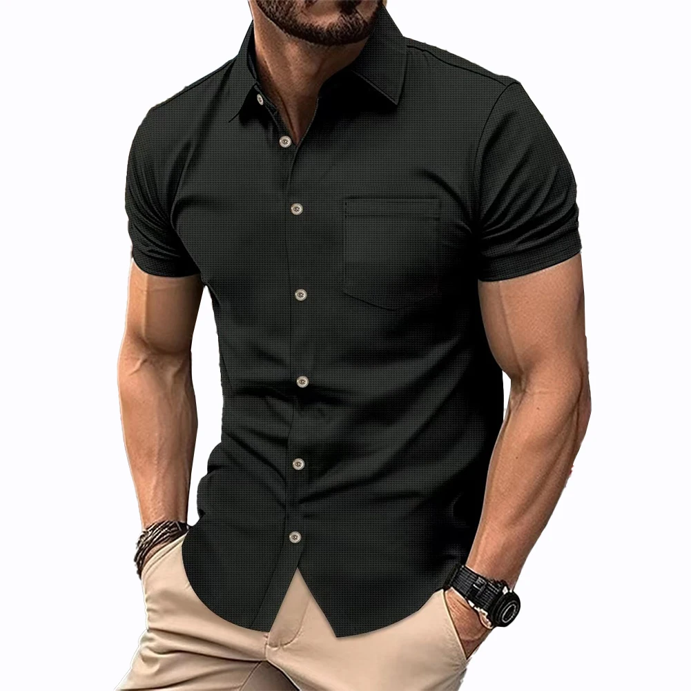 Shirt Men Shirt Casual Collared Daily Holiday Short Sleeve Tops Beach Blouse Button Down Mens Regular Slim Fit