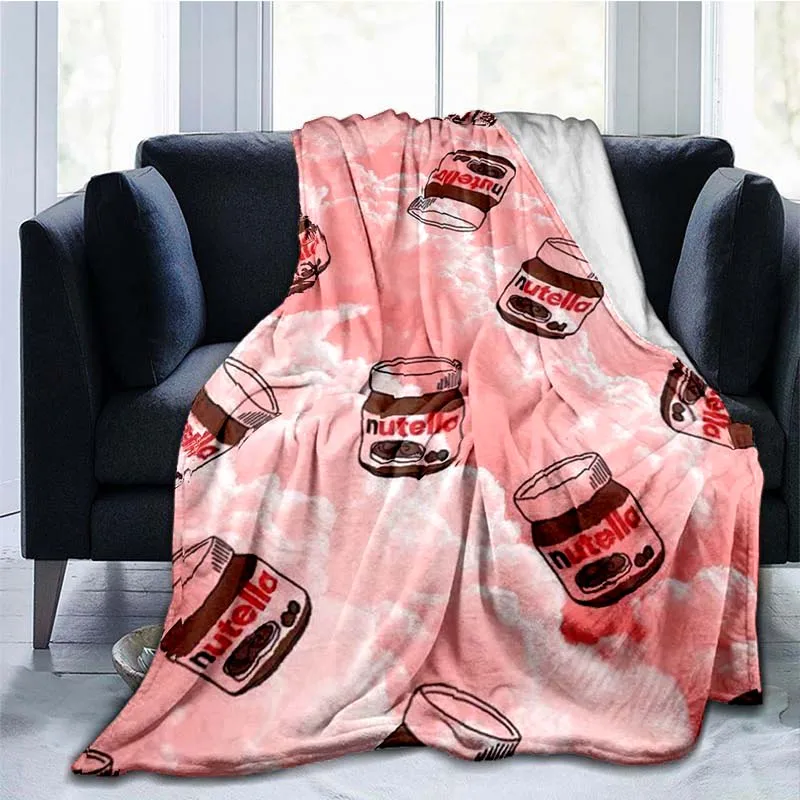 Funny Cute Foods Nutella Blanket Cartoon White Brown Plush Flannel Throw Blankets Autumn Thermal Blanket Teens Adult Blanket