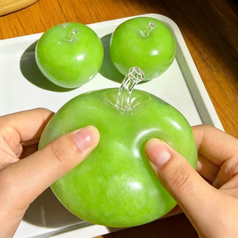 Squishy Green Apple Moldable Stress Ball Slushy Ball Squishy Fidget Sensory Toy for ADHD Autism Squeeze Toy for Adults Gift