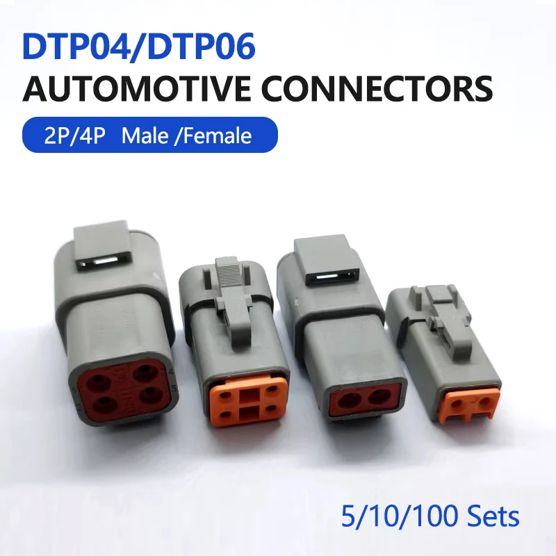 

DTP06-2S Deutsch type automotive waterproof connector high current heavy truck wiring harness male and female plug DTP04-2P