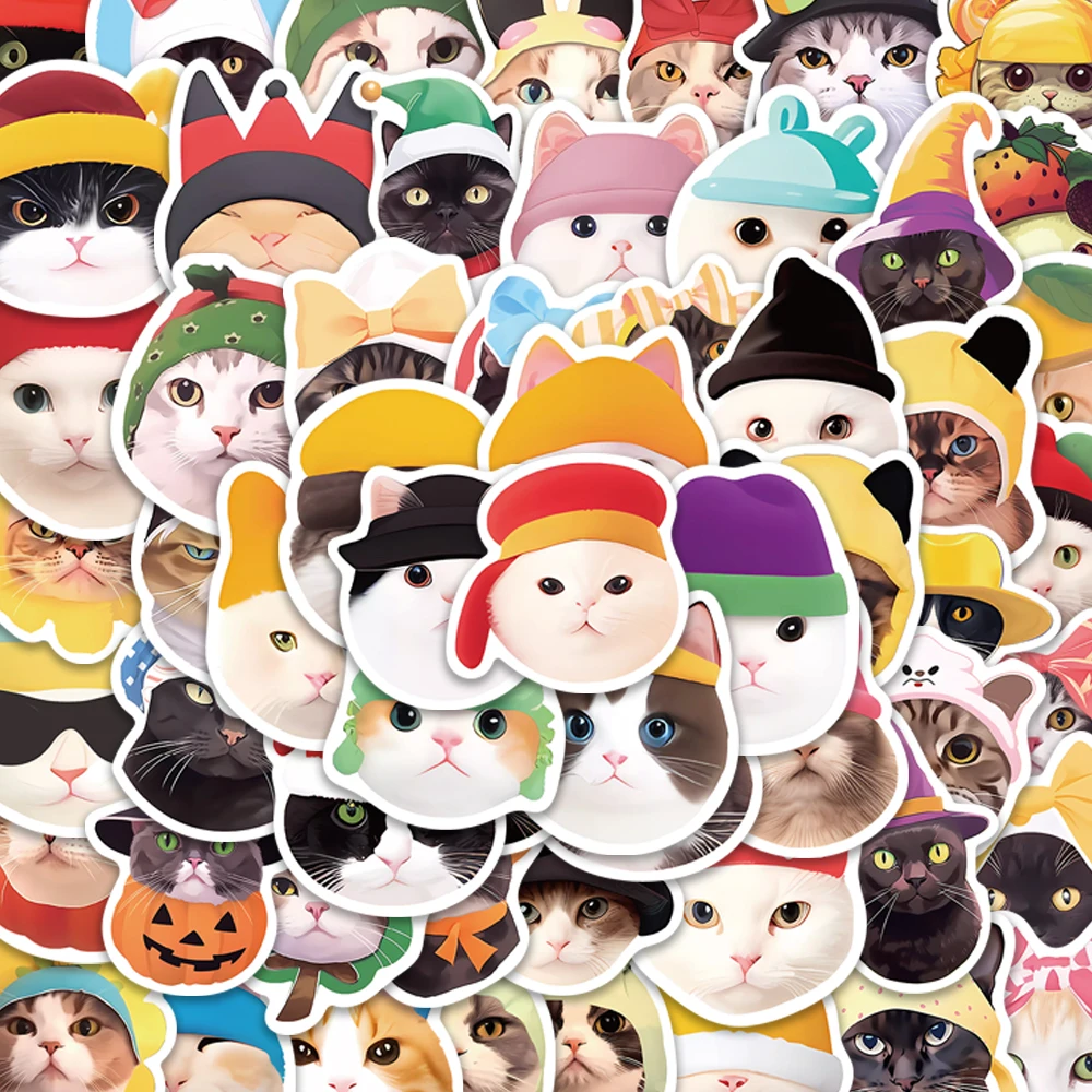 

10/59PCS Kawaii Cat Kitty Stickers Cute Animal Decals Kids Toys Scrapbook Laptop Phone Stationary Guitar Suitcase Car Sticker