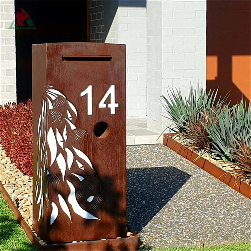 

Corten steel post office box mounted mailbox custom China mailbox