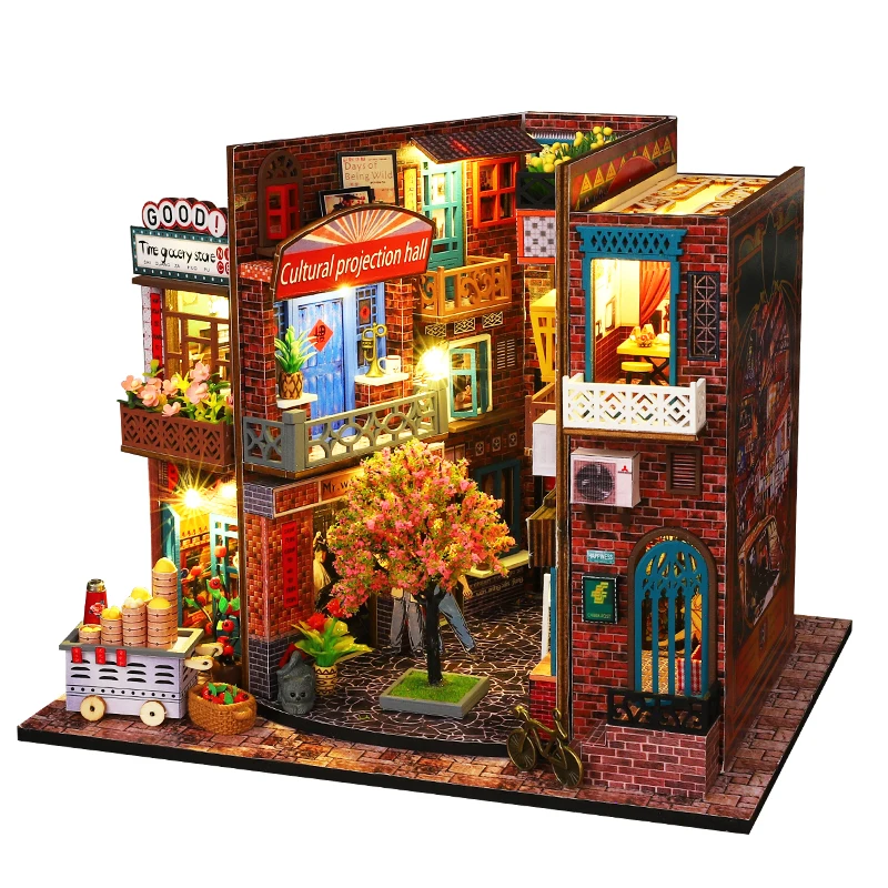 DIY Wooden Miniature Model Kit The Imprint of the Times Casa 3D Puzzle Villa Dollhouse With Furniture Lights for Friends Gifts