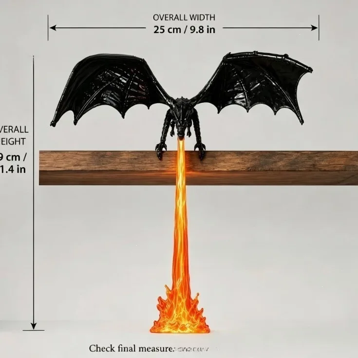 3D Printed Fire Breathing Dragon Lamp LED Decor Dragon Night Light Resin Desktop Ornament Creative Home Bedroom Decoration Gift view 2