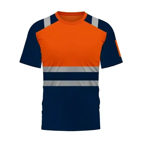 Säkerhets-T-shirt med hög synlighet, reflexer, snabbtorkande kläder med hög synlighet, andningsbara byggkläder, herr 12 best sales byggkläder - №4