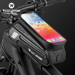 WEST BIKING Bicycle Top Tube Bag 7.0 Inch Phone Bag Waterproof Front Frame Cycling Bag Sensitive Touch Screen MTB Road Bike Bag