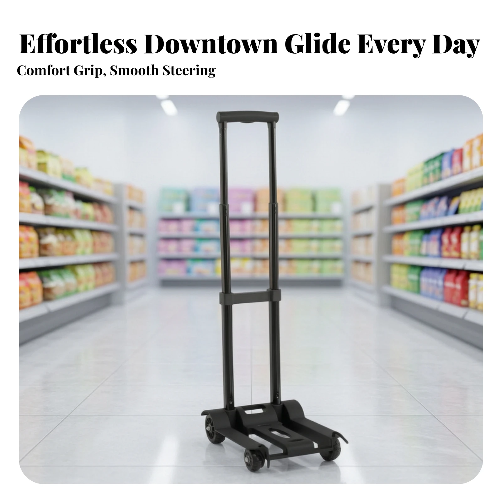 Folding Hand Truck with 4 Wheels Compact Small Folding Hand Truck Foldable Trolley with Wheels Portable Four-Wheel Utility Cart