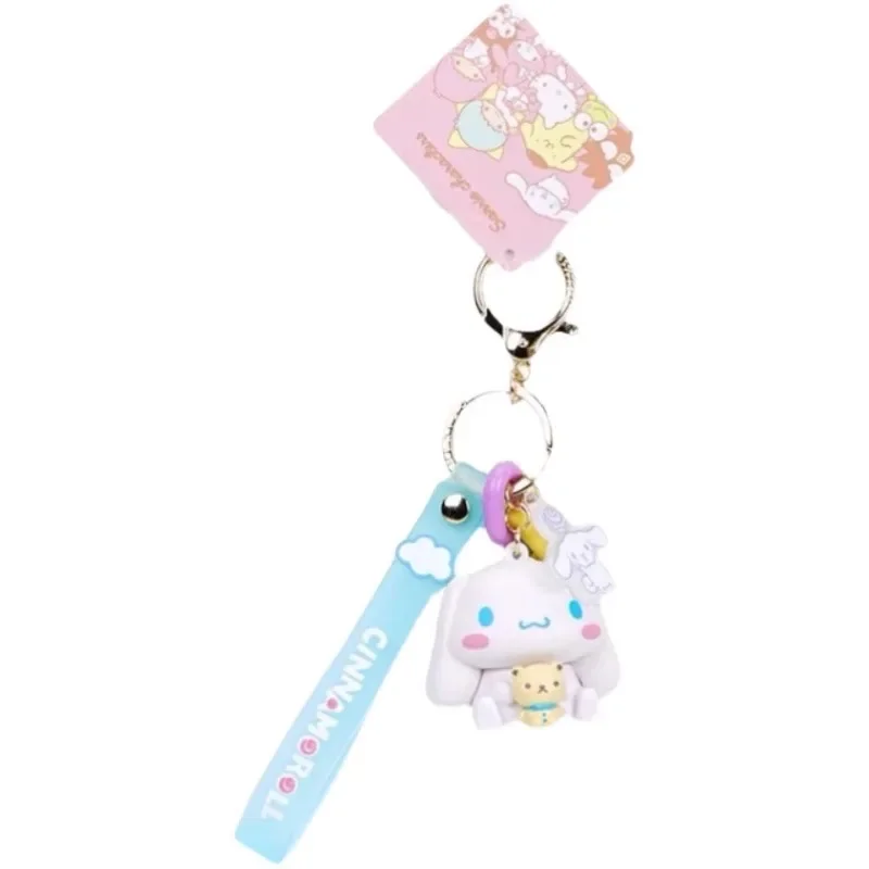 Miniso Sanrio Cartoon Keychain Acrylic Doll 2-in-1 Keyring Kuromi Bag Pendant Key Chains Cute Pochacco Dog Decorative Pendant