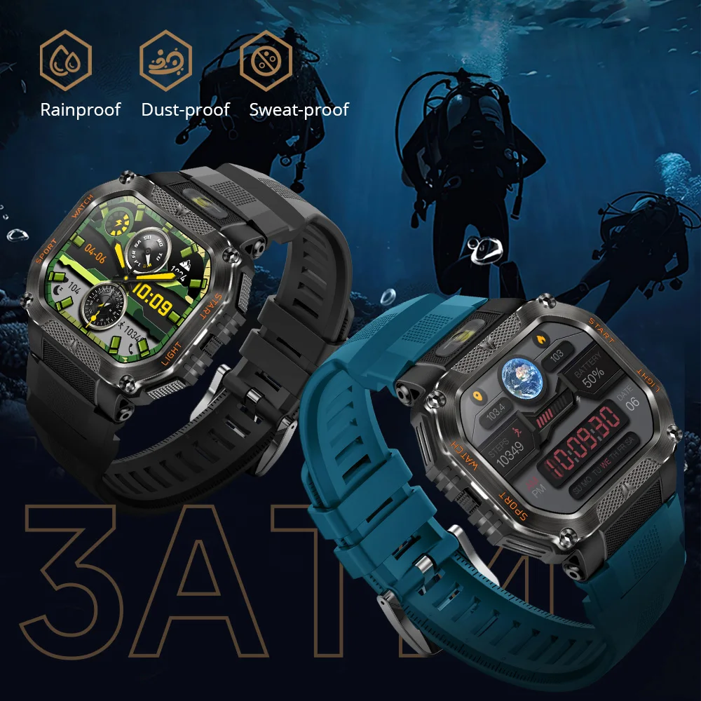 COLMI P85 Smartwatch الرجال مدير الصحة بلوتوث دعوة IP68 مصباح يدوي مقاوم للماء الرياضة في الهواء الطلق وعرة ساعة ذكية للهاتف