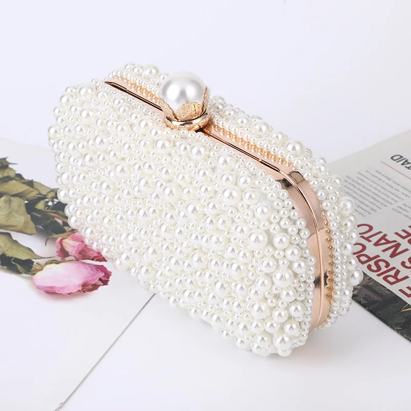 White Pearl Wedding Clutch Bag Party Purse and Handbag Women's Evening Bag Luxury Design Chain Shoulder Bag ZD1833