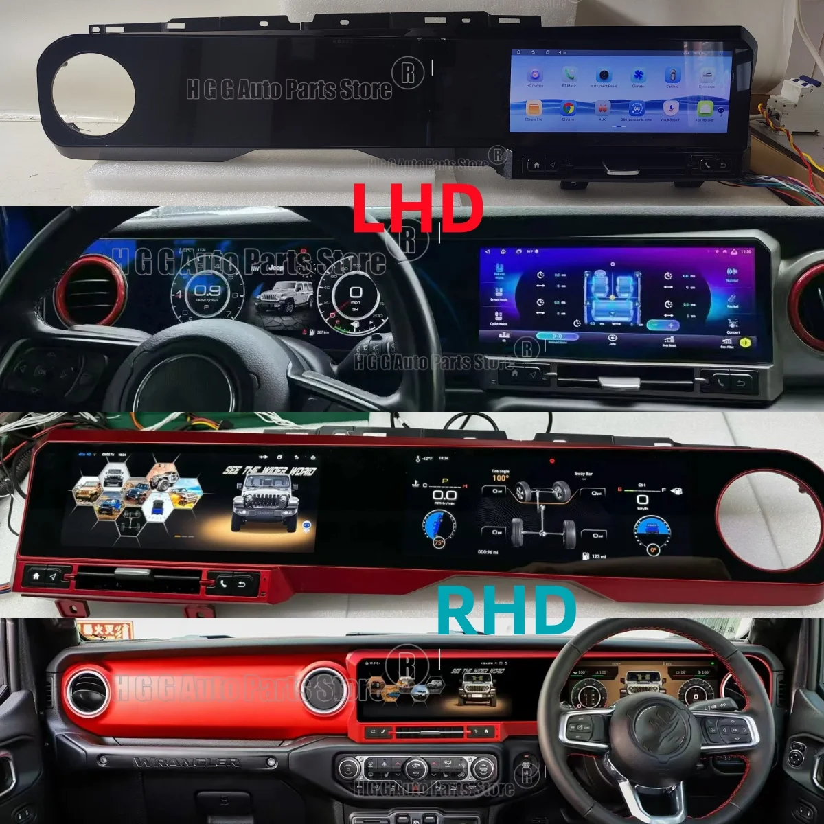 jo 12.3+12.3inch Carplay Car Radio For JEEP WRANGLER 2018-2023 LCD Android Dual Touch Screen Radio Multimedia Player GPS Stereo