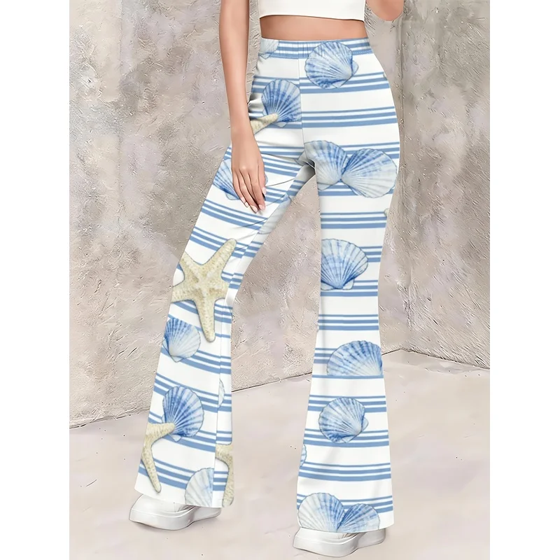 Girls All Over Print Flare Pants Stretchy Bell Bottom Leggings Elastic Waist Pants for Tween Teens Back to School Outfit