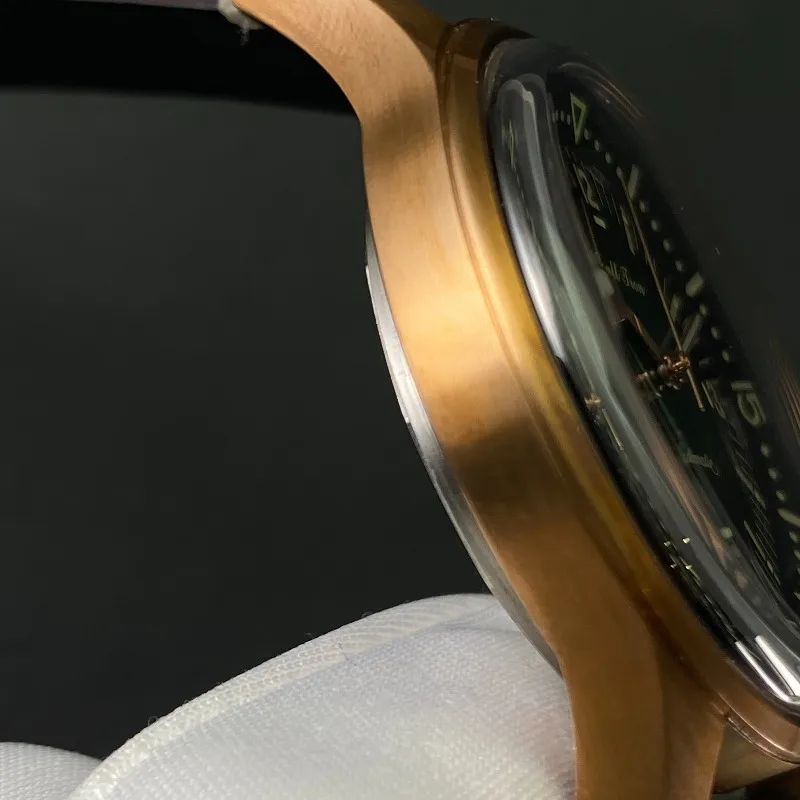 ساعة رجالية ميكانيكية أوتوماتيكية مضيئة باللون البرونزي، مرآة فقاعية من الياقوت، نسخة مخصصة، ساعة كلاسيكية راقية #3