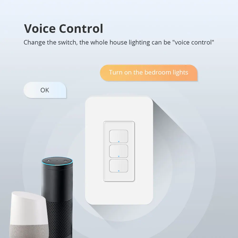 Zemismart-interruptor de luz inteligente Tuya Zigbee, pulsador de 1, 2 y 3 bandas, para Alexa y Google Home