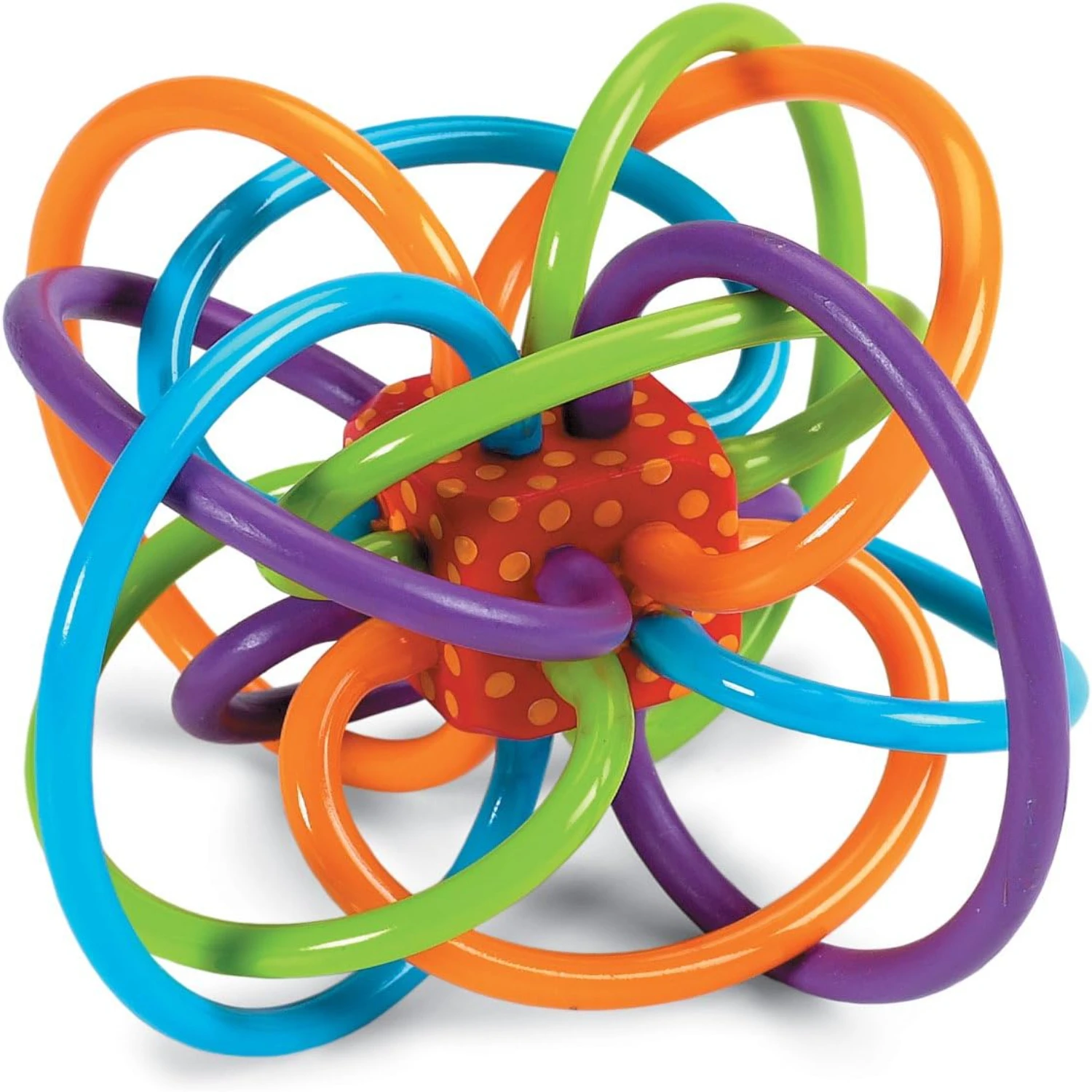 Toy Winkel Rattle & Sensory Teether Toy, Blue/Green/Orange, 5 Inch x 4 Inch x 3.5 Inch