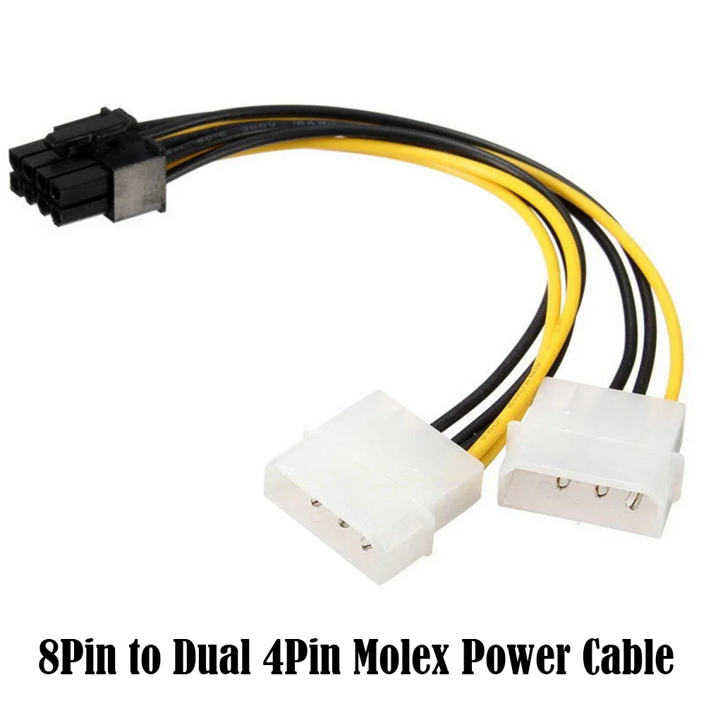 18cm 8Pin To Dual 4Pin Video Card Power Cord Y Shape 8 Pin PCI Express To Dual 4 Pin Molex Graphics Card Power Cable Adapter