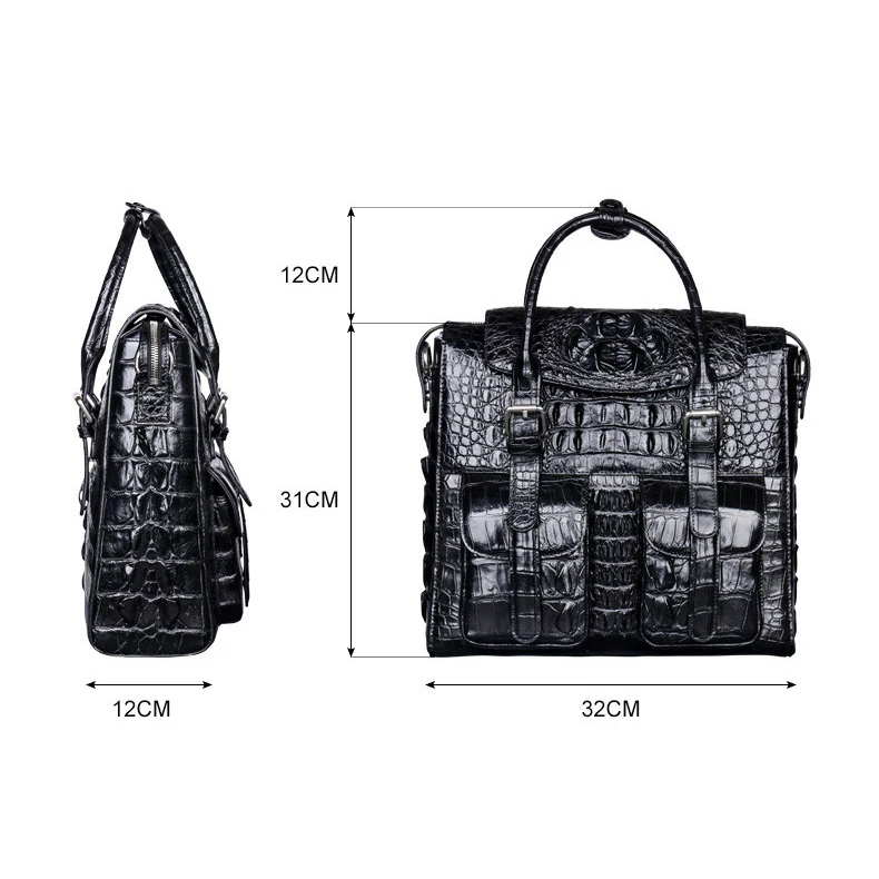 Sacs pour ordinateur portable en cuir d'alligator véritable pour hommes, étui à bombes, sac d'ordinateur messager de voyage, cuir de crocodile véritable, marque de mode, nouveau