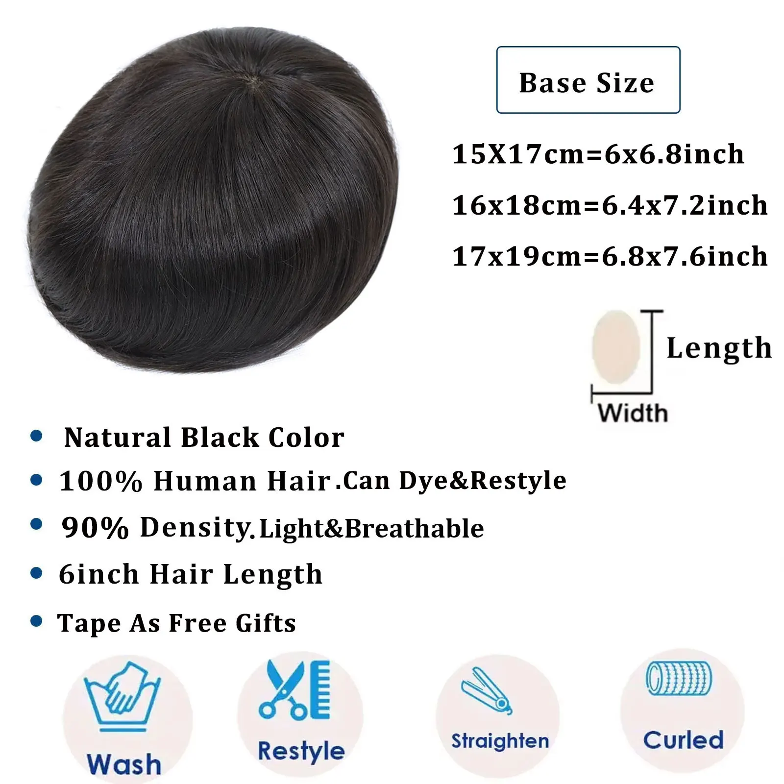 قاعدة الحرير الطبيعية فروة الرأس شعر الإنسان الجلد بولي PU حول الشعر المستعار للرجال غير مرئية الرجال الاصطناعية نظام استبدال الشعر الذكور