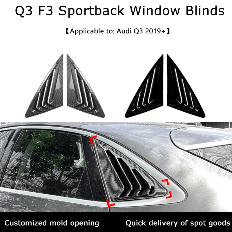 

Car Rear Window Louver Cover Trim For Audi Q3 F3 Coupe Sportback 2019+ Triangular Shade Window Stickers Shutter Body Kits