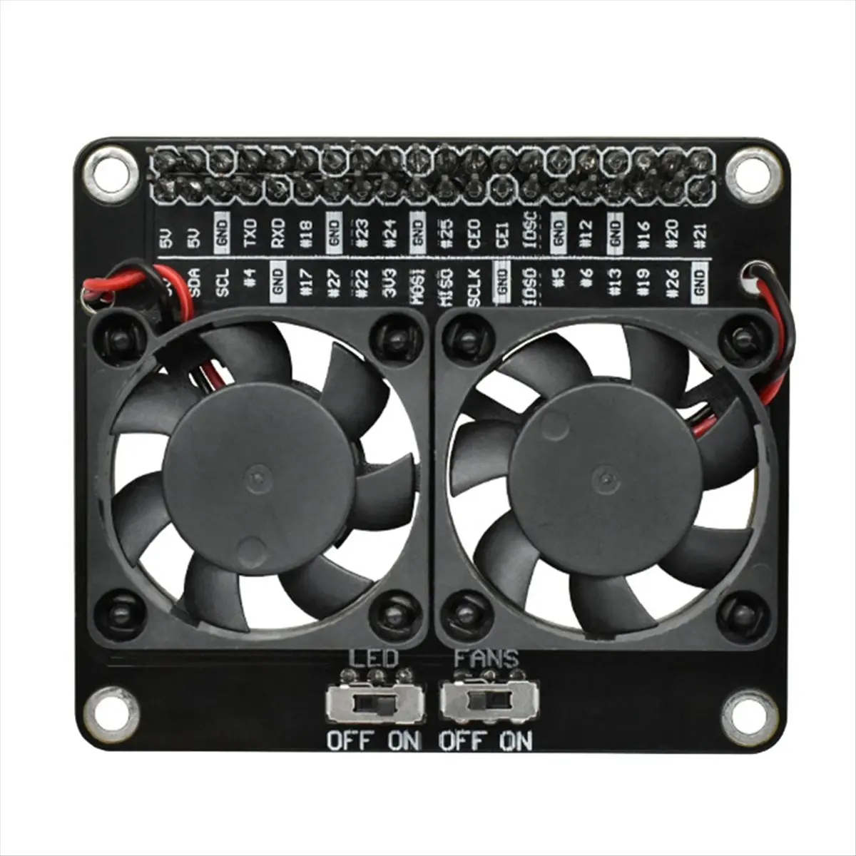 A85P For Raspberry Pi 4B Dual Cooling Fan Shield with Heat Sink for Raspberry Pi 5B/4B/Zero with Green LED RPI Radiator