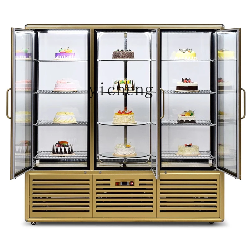 XL Vertical Multi-layer Rotating Cake Display Cabinet Four-sided Glass Cabinet Western Pastry Bread Fresh-keeping Cabinet