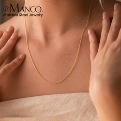 eManco Classic Fine Chain Gold Plated Men's Short Necklace Stainless Steel Upgraded Lobster Clasp Adjustable Simple Accessories