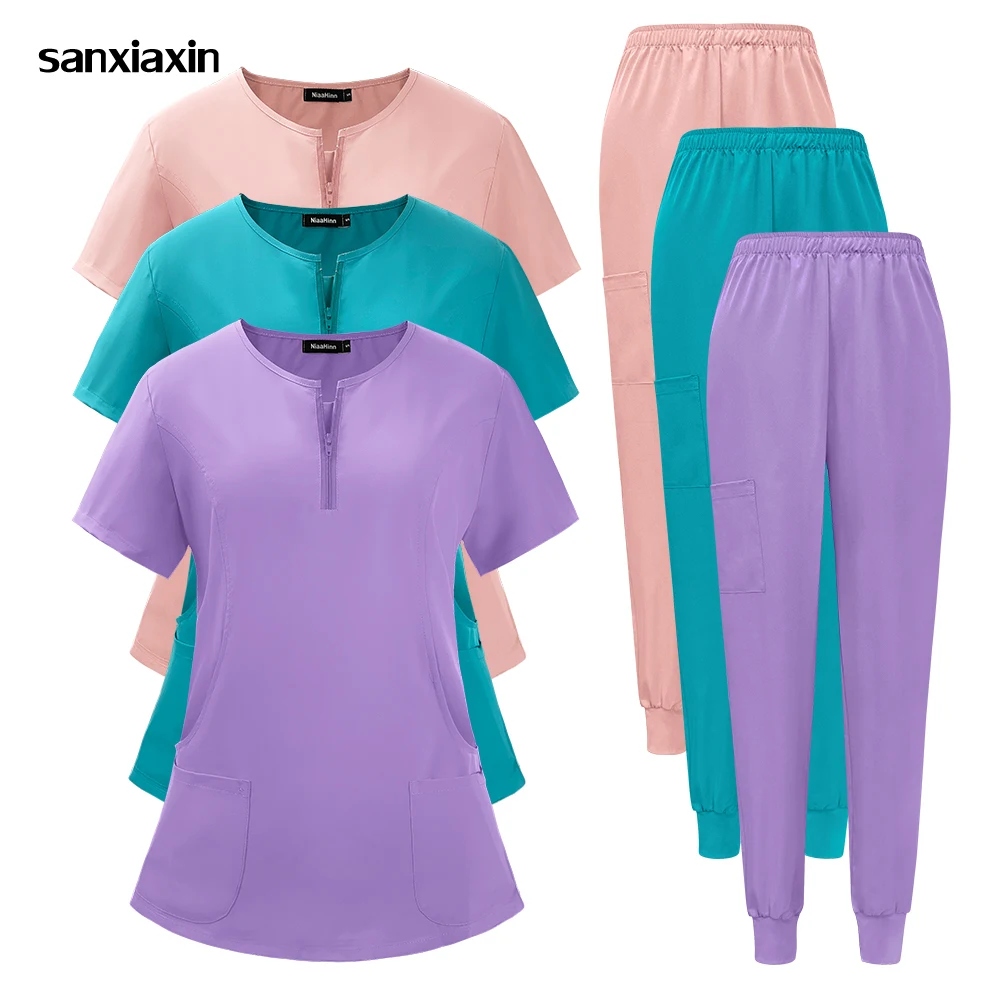 

Woman Clinical Top Jogging Pants Medical Scrub Set Doctor Nurse Dentist Surgical Uniform Beauty Salon Spa Work Wear Nursing Suit