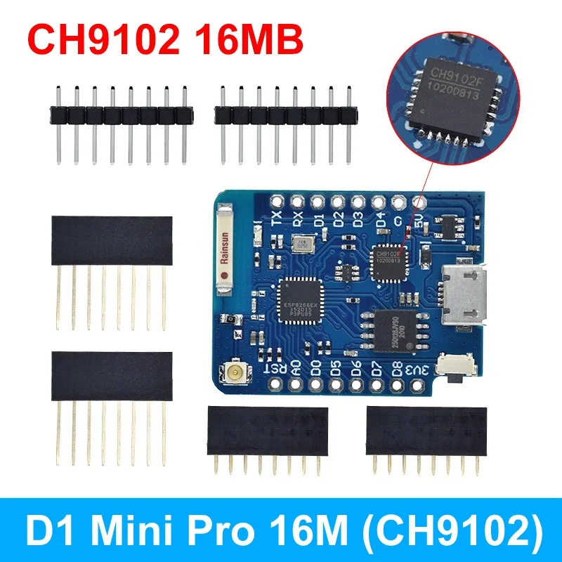 TZT WeMos D1 Mini Pro V3.0 NodeMcu 4 MB/16 MB Bytes Lua WIFI Internet of Things Entwicklungsboard basierend auf ESP8266 CH340G Nodemcu V2 – Detail 10