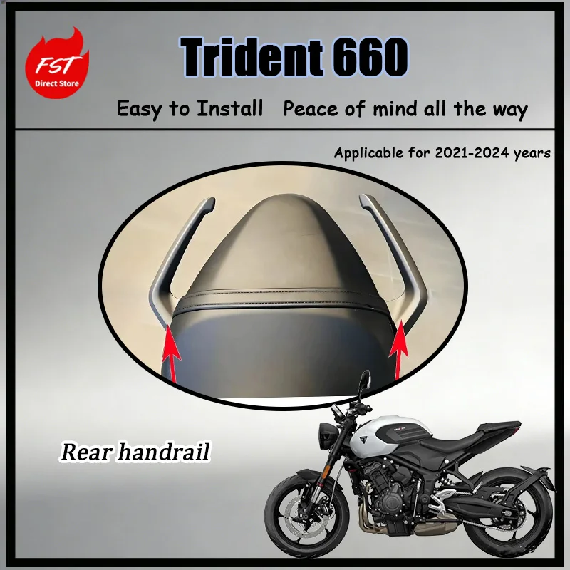 

FOR Trident 660 Passenger Rear Grab Handle Lightweight CNC Aluminum Armrest Smooth Edge Comfortable Grip No Hand Scratches