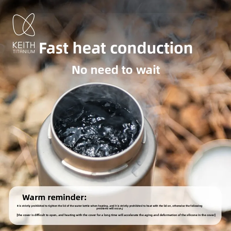 مجموعة تخييم تيتانيوم KEITH - كوب زجاجة تيتانيوم خفيف الوزن وخالي من البلاستيك وموقد خشبي مع حقيبة حمل من القماش #3