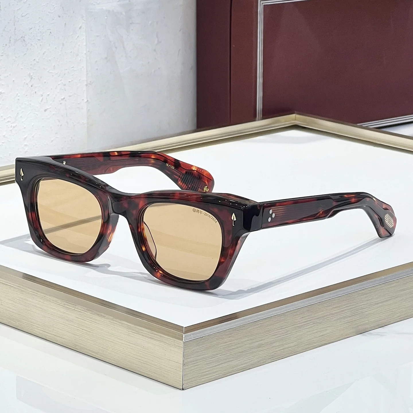 

JMM DEALAN 10th Anniversary Retro Sunglasses UV400 Handmade Acetate Frame Designer Eyewear for Men Outdoor Multicolor with Case