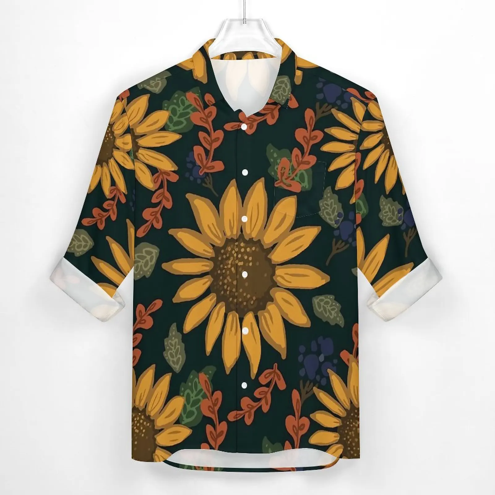 Sunflower Y2K Casual Shirt Man Flowers Print Shirt Spring Fashion Blouses Long Sleeve Design Oversized Clothes